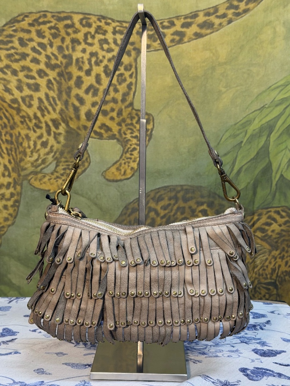 Campomaggi Leather Fringe Bag in Taupe